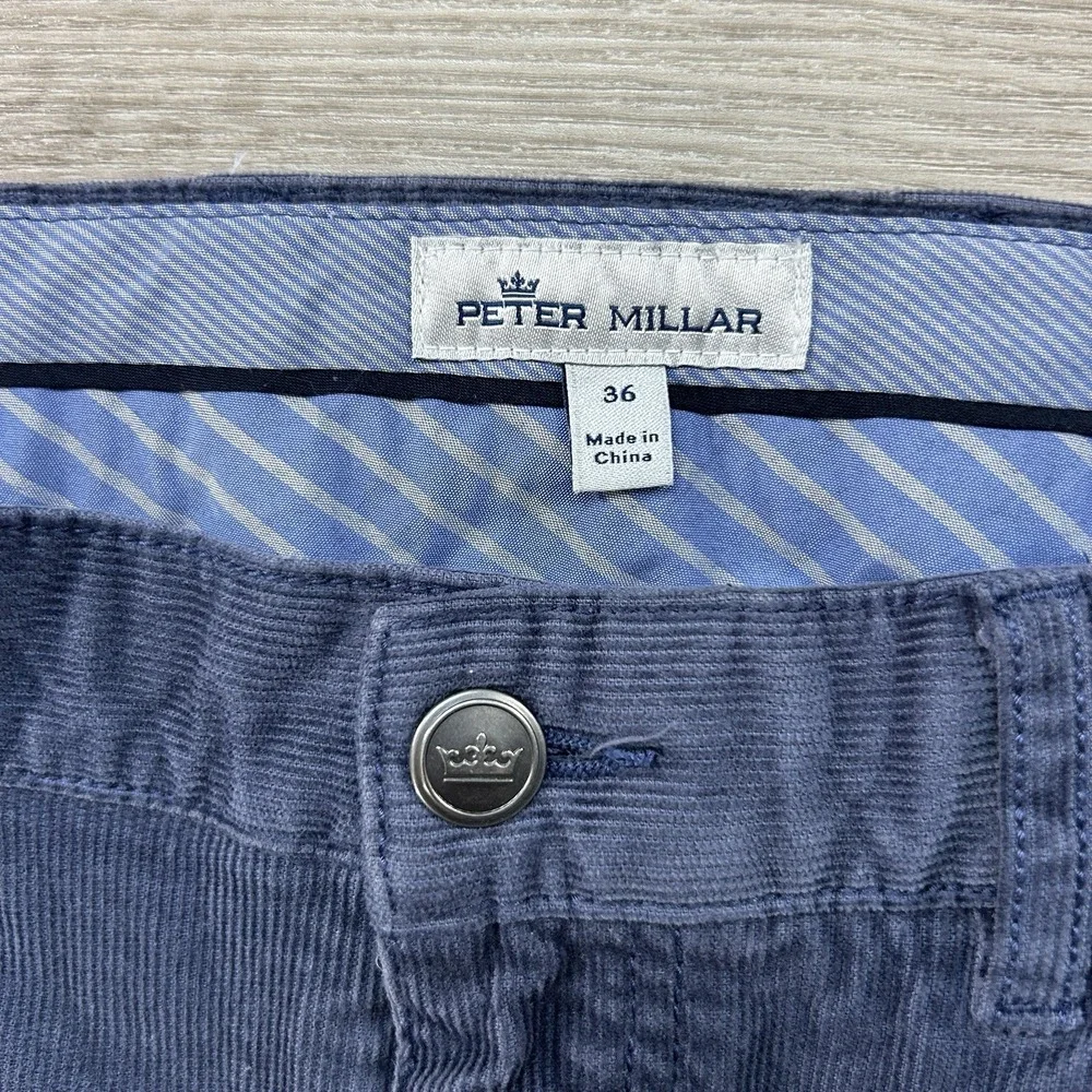 Peter Millar Men 36x31 Superior Soft Blue Corduroy Five-Pocket Pants